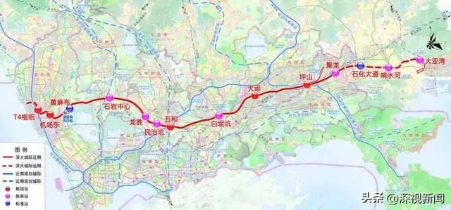 深大城际铁路工程线路平面示意图 （以实际建成为准）