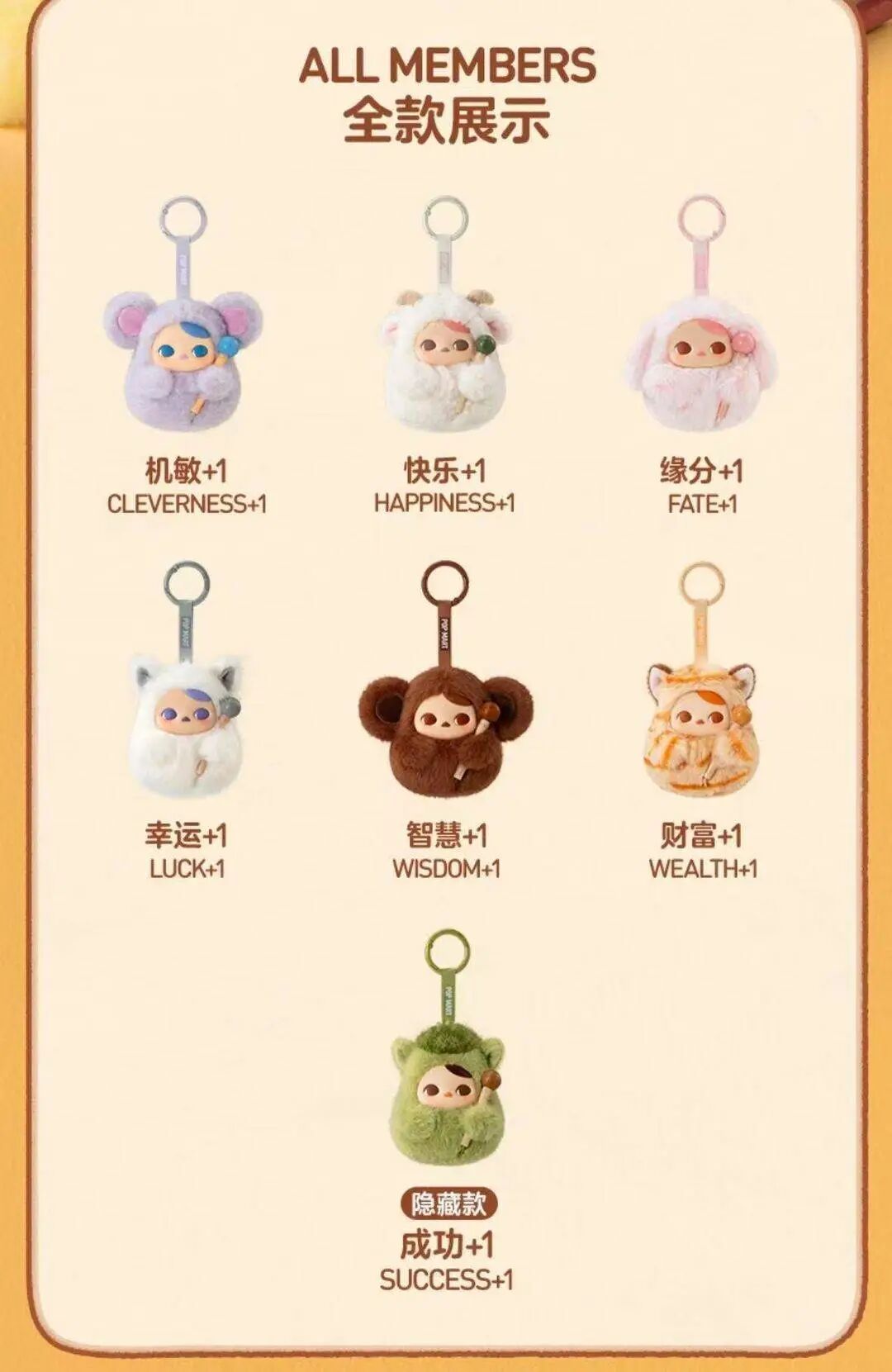 泡泡玛特“PUCKY敲敲系列”毛绒挂件全款展示