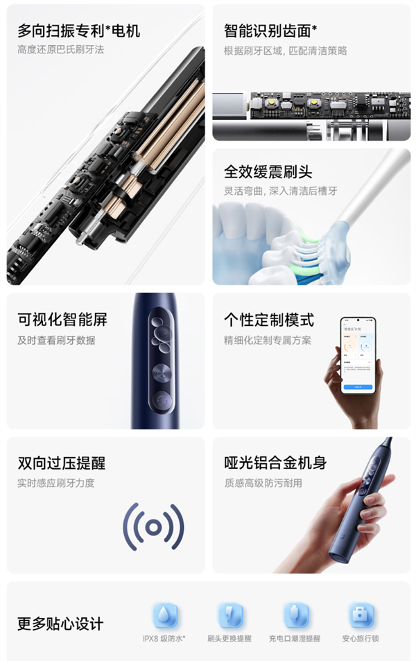 小米原创专利电机！米家多向扫振电动牙刷Pro上市：549元