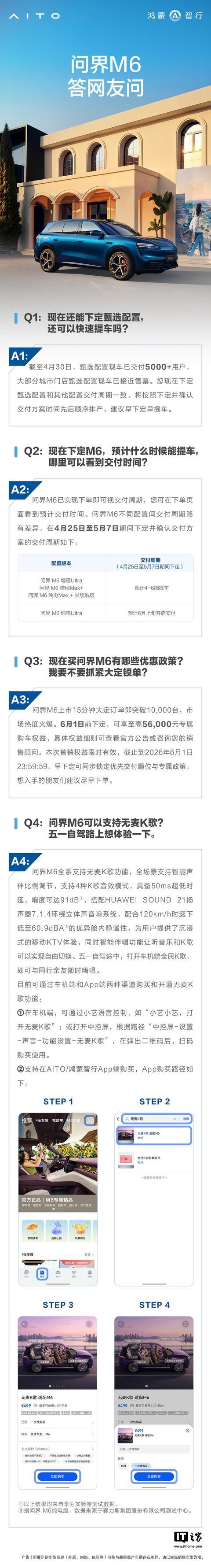 鸿蒙智行问界M6汽车甄选配置现车已交付超5000台