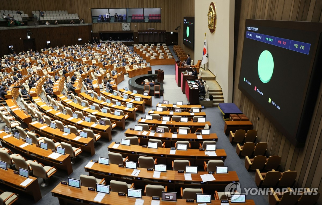 2025年8月25日,韩国国会正在审议《商法》修正案。(图源:韩联社)