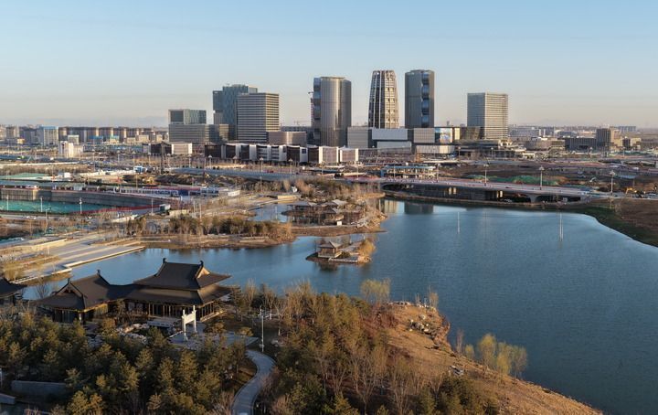 这是2026年3月18日拍摄的雄安新区启动区景色（无人机照片）。新华社记者 杨世尧 摄