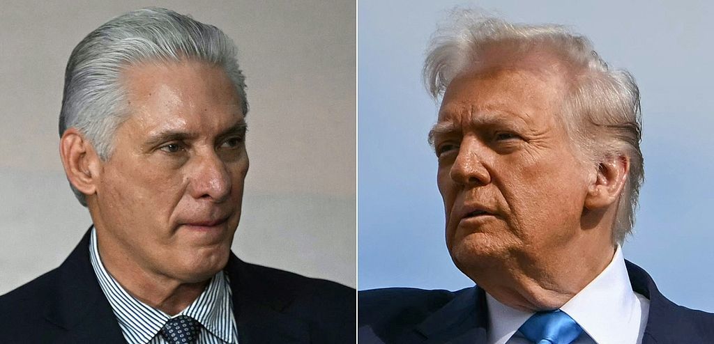 古巴国家主席迪亚斯-卡内尔和特朗普（视觉中国）