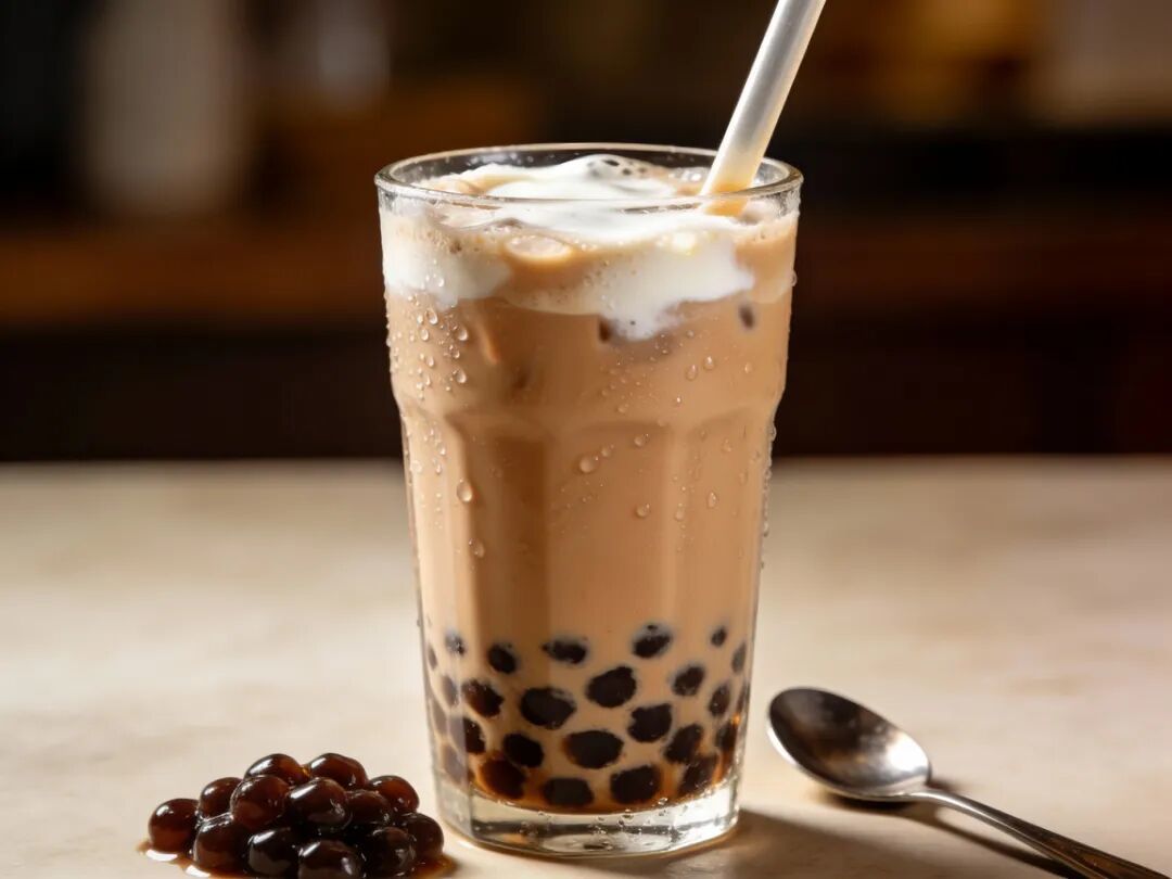 摄图网_604040045_珍珠奶茶玻璃杯配吸管和汤匙(企业商用).jpg