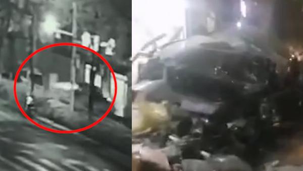 监控曝光！邯郸武安一轿车横穿路面直直撞进饭店，3人受伤（视频）