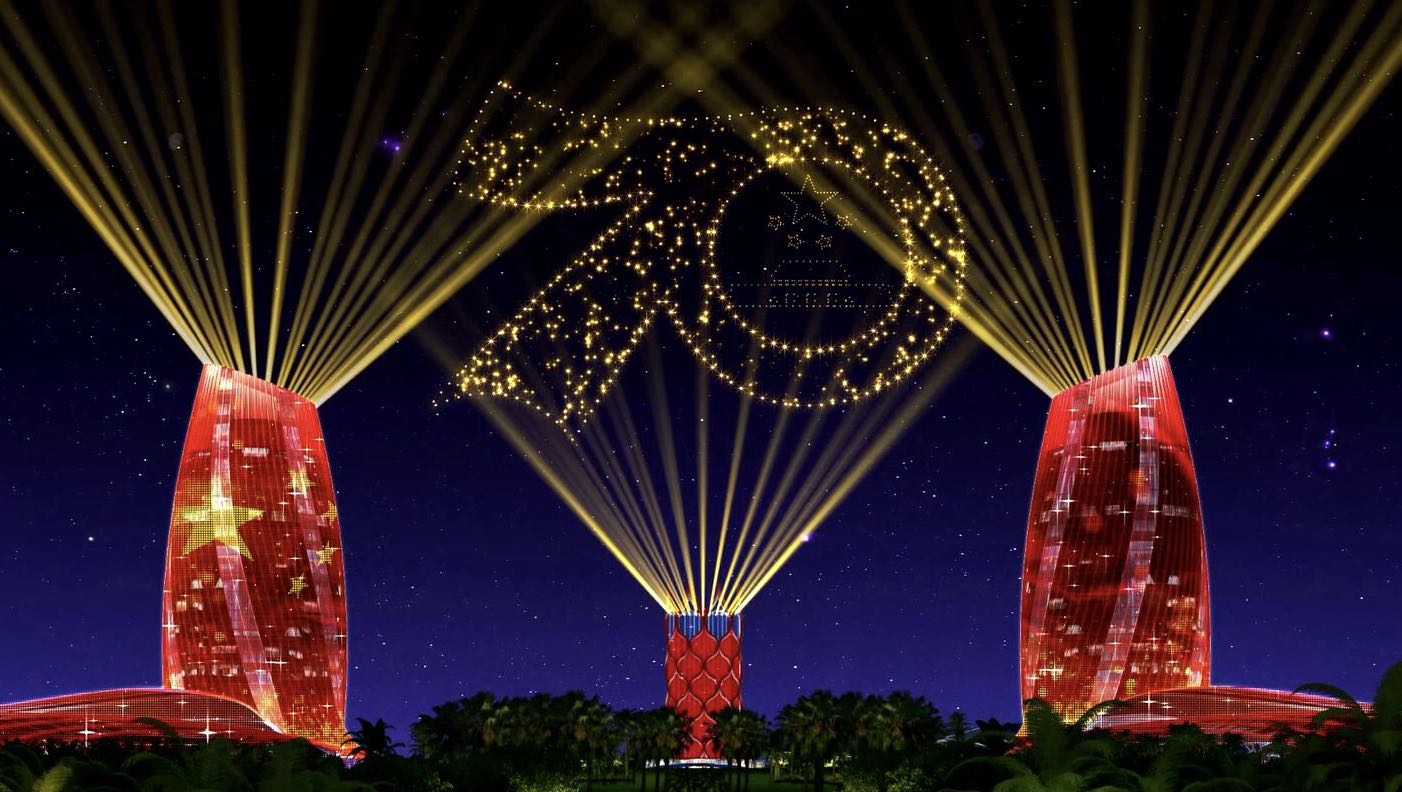 恒大海花岛上演最美灯光秀 献礼新中国成立70周年