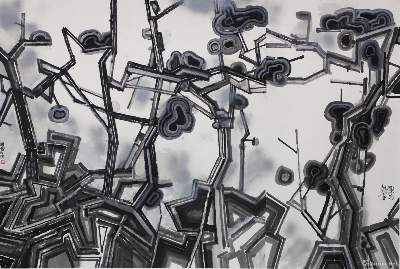 王劼音 江山胜景图 136cm x 426cm 2019王劼音作品在展览现场此次展出