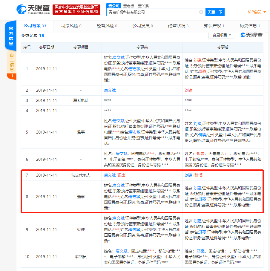 「凤凰网科技」旷视科技联合创始人唐文斌退出子公司法定代表人、董事等职位