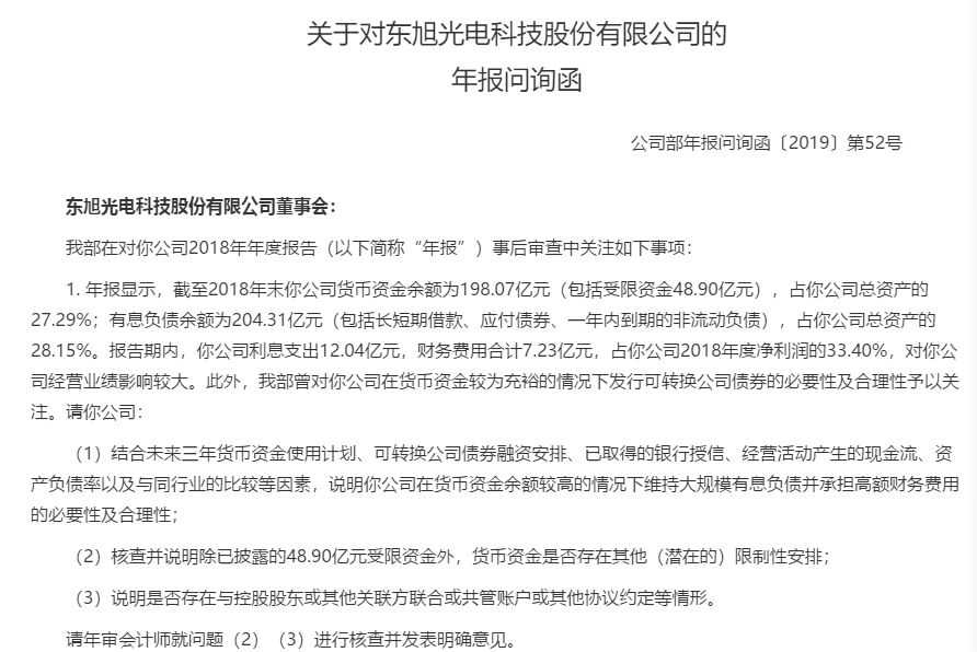 白马股炸雷,东旭光电183亿现金还不起20亿债务，44万股民全懵！