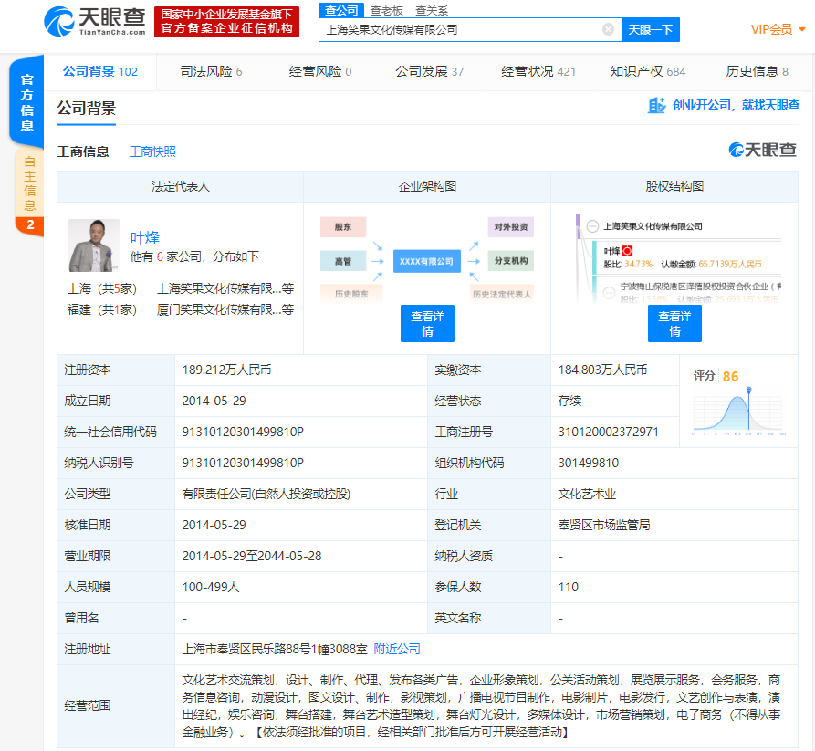 【凤凰网科技】吐槽大会出品方被列为被执行人 李诞、王思聪的普思资本在股东之列