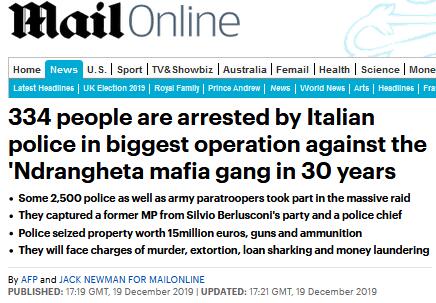 30年来最大规模！意大利警方对黑手党出手
