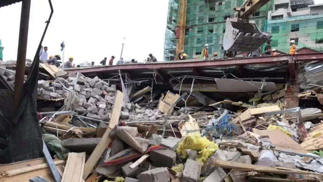 柬埔寨在建宾馆发生倒塌 截止目前已造成36人死亡