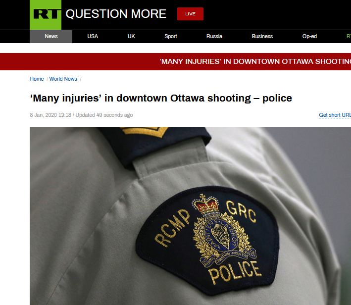 加拿大首都渥太华市中心发生枪击案 已致多人受伤