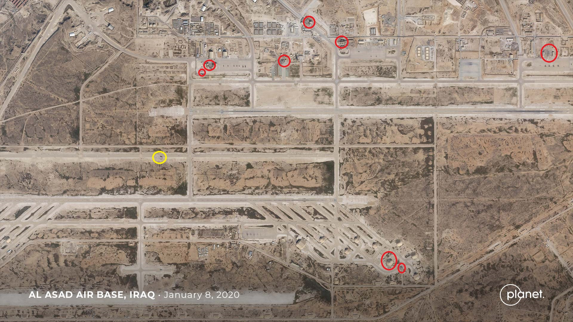 卫星对比图揭示真相 伊朗打击美军基地收效如何?(组图)