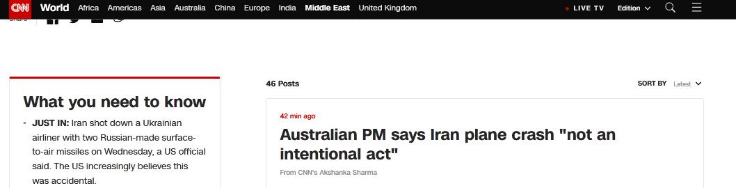 美英加称伊朗击落失事客机后，澳总理：我也有话说