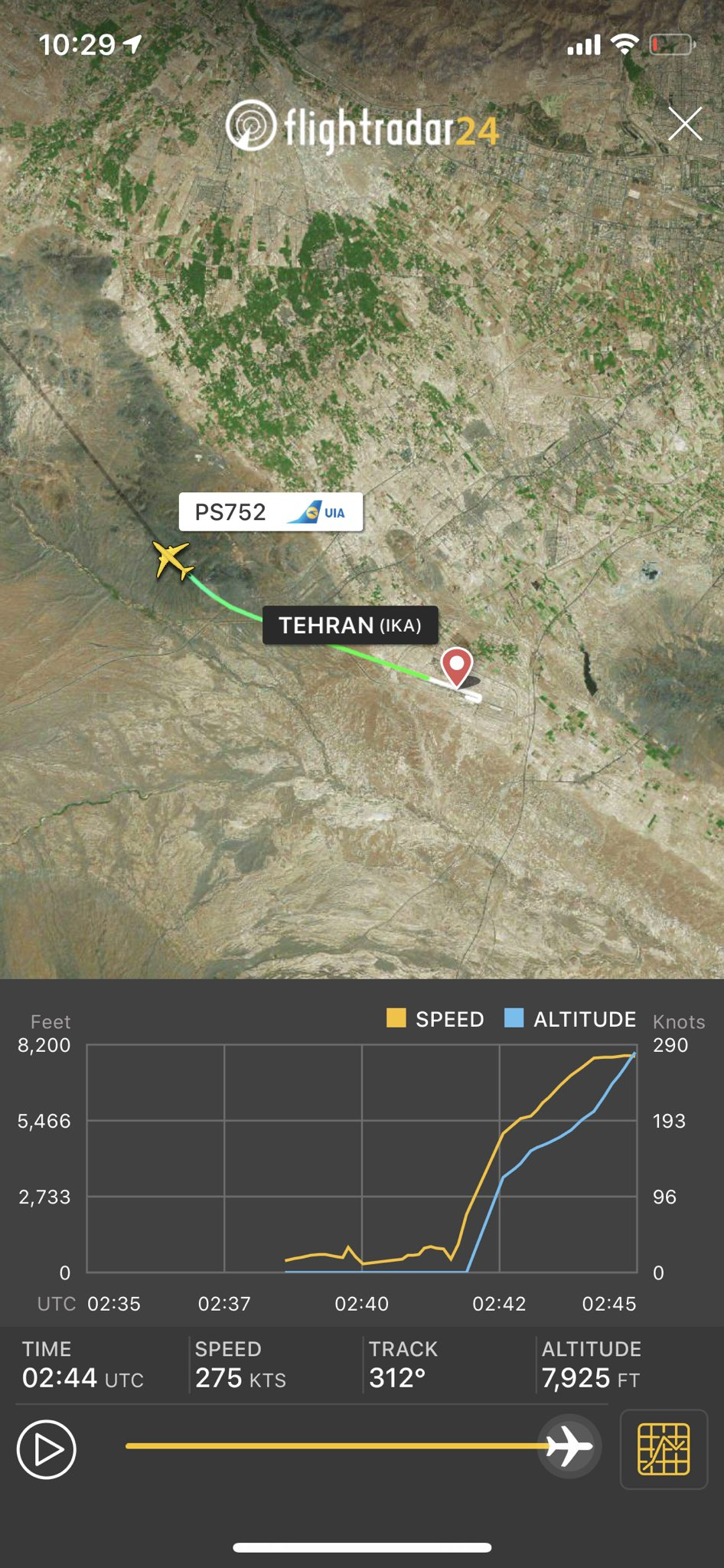 一架载180人的波音737客机在伊朗坠毁