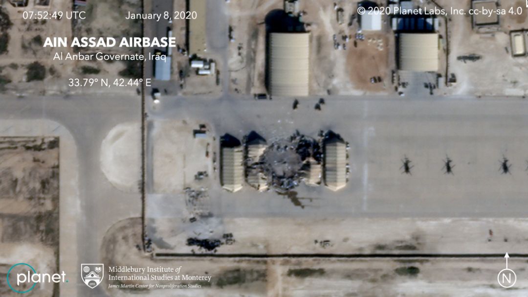 美媒公布美军基地遭袭后卫星图：被多发导弹直接命中
