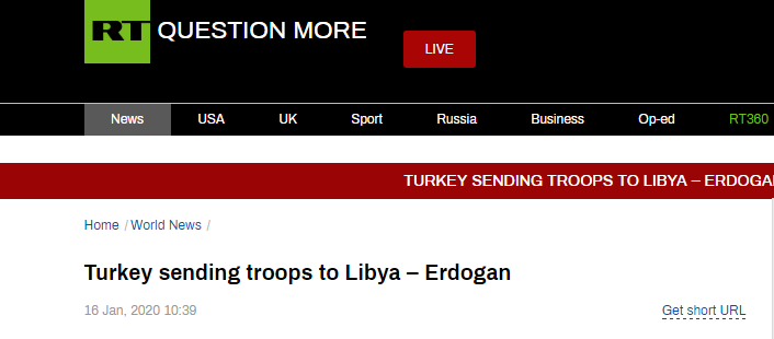 土耳其总统埃尔多安宣布：向利比亚派兵