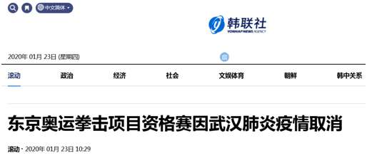东京奥运拳击项目武汉站资格赛取消