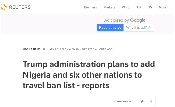 外媒：特朗普政府计划再推旅行禁令，这次新增7国