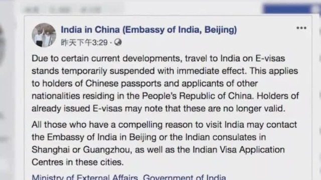 印度确诊三例新型肺炎患者 将暂停中国人申请电子签证