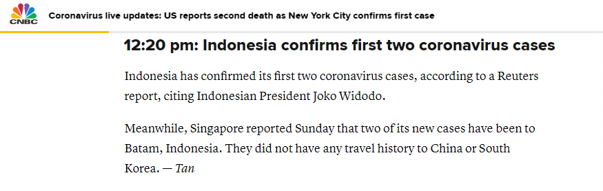 首次！印尼确诊2例新冠肺炎病例