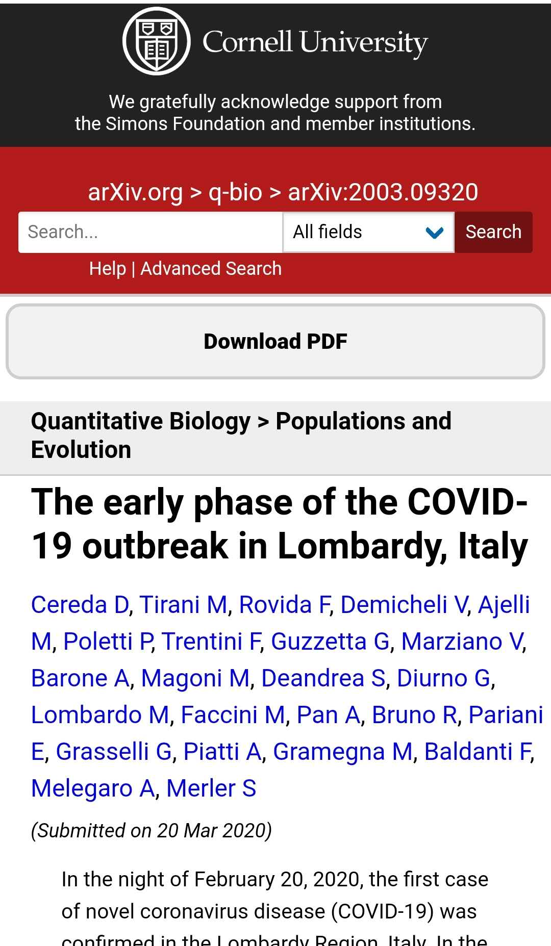 ​研究显示1月1日起新冠肺炎病毒就开始在意大利伦巴第传播