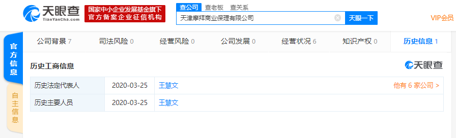 美团联合创始人王慧文卸任摩拜旗下商业保理公司法定代表人