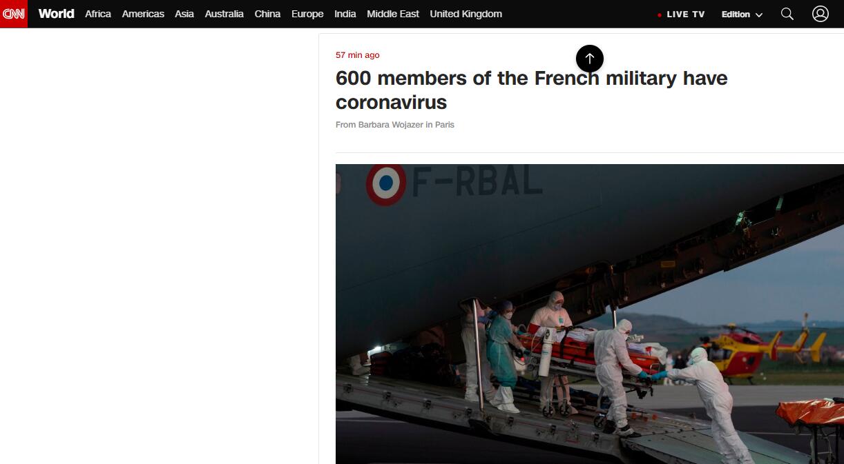 法国国防部长：600名法国军人感染了新冠病毒