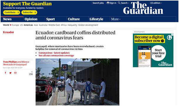 厄瓜多尔太平间不堪重负，地方政府计划分发2000个纸板棺材