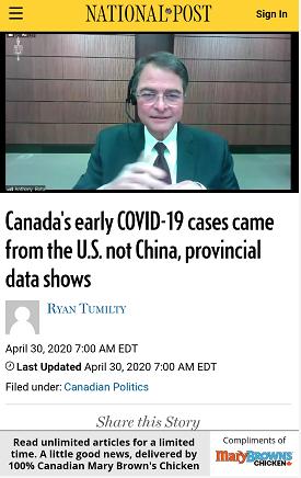 加拿大媒体：数据显示美国人把新冠病毒传入加拿大