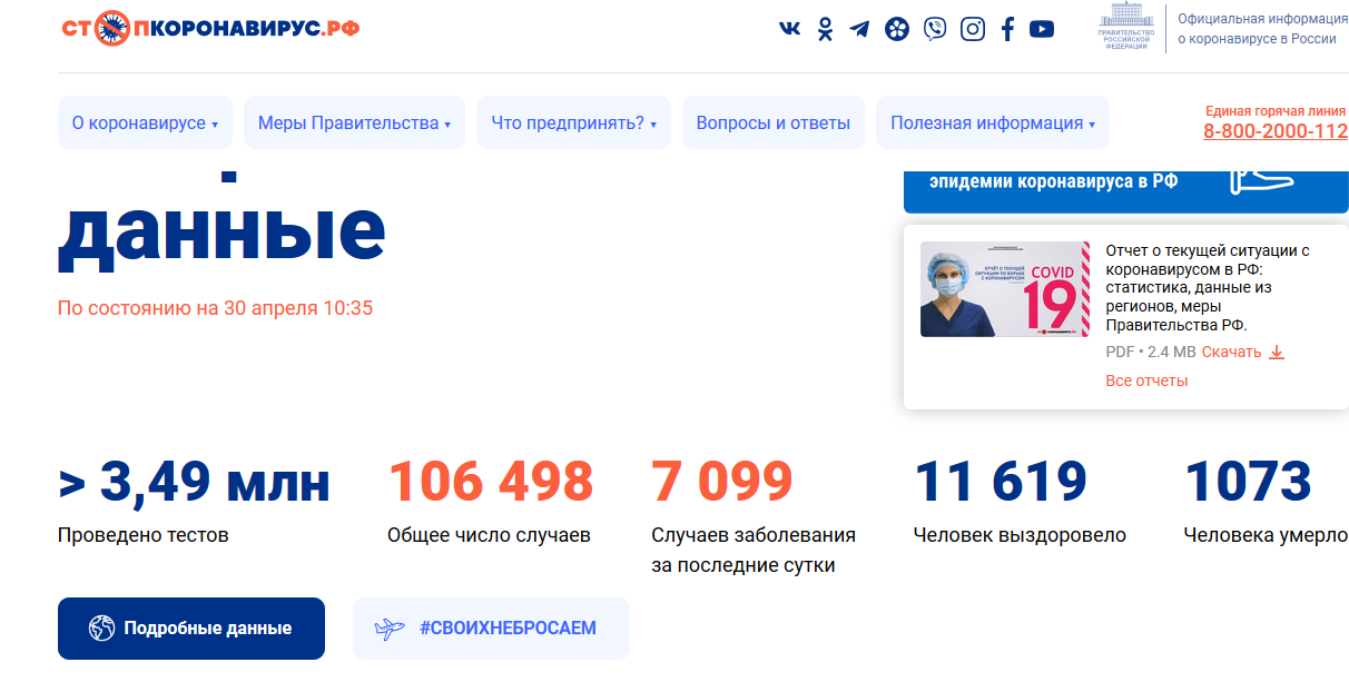 俄罗斯新增7099例新冠肺炎确诊病例累计病例超10万