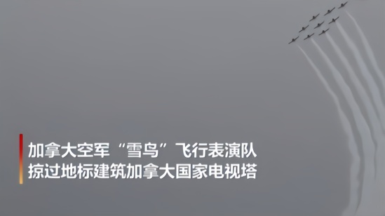 加拿大“雪鸟”飞行队飞越多伦多 为抗疫打气