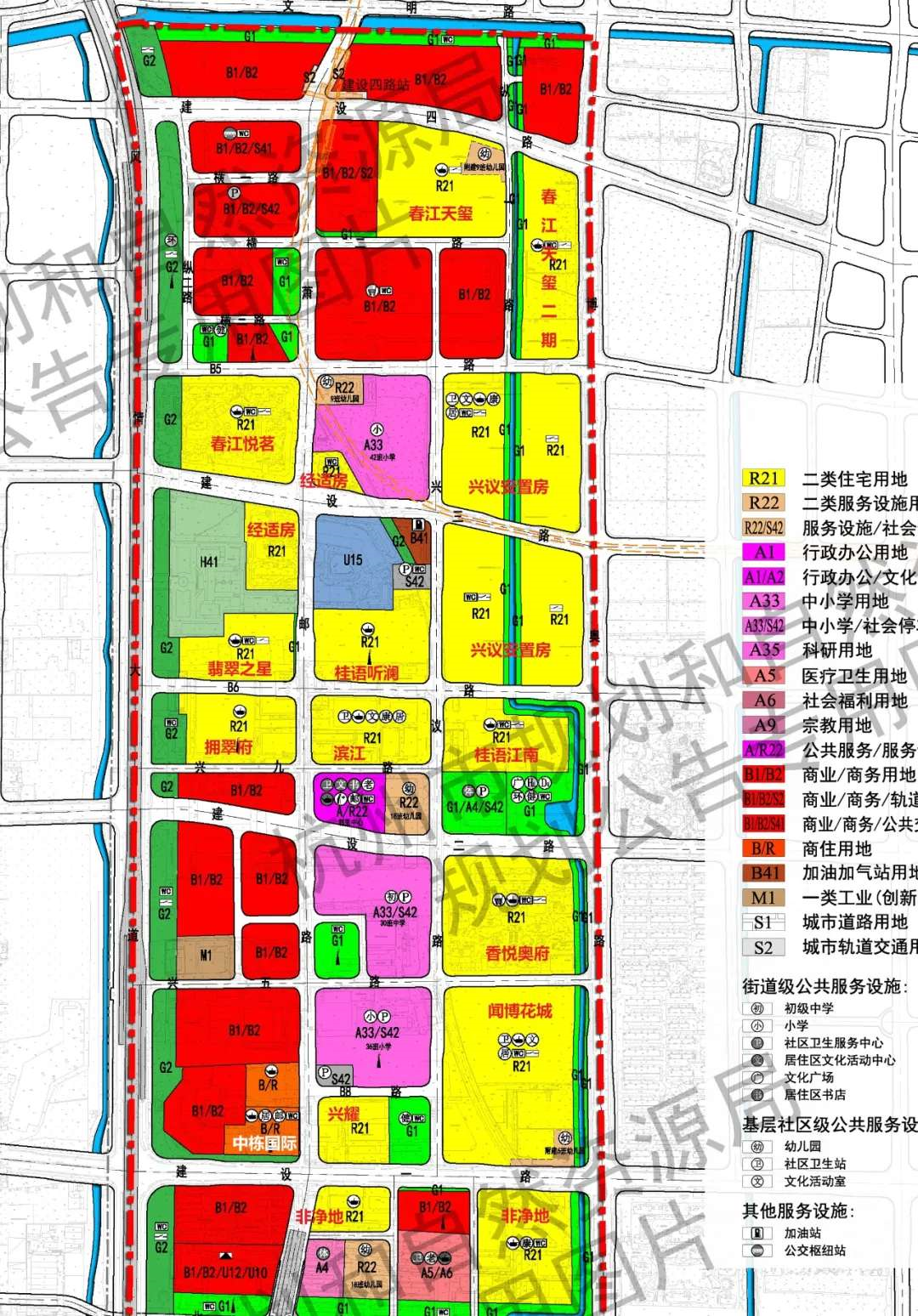 北干西单元兴议区块仅剩2宗非净地的规划宅地(图片来自杭州市规划