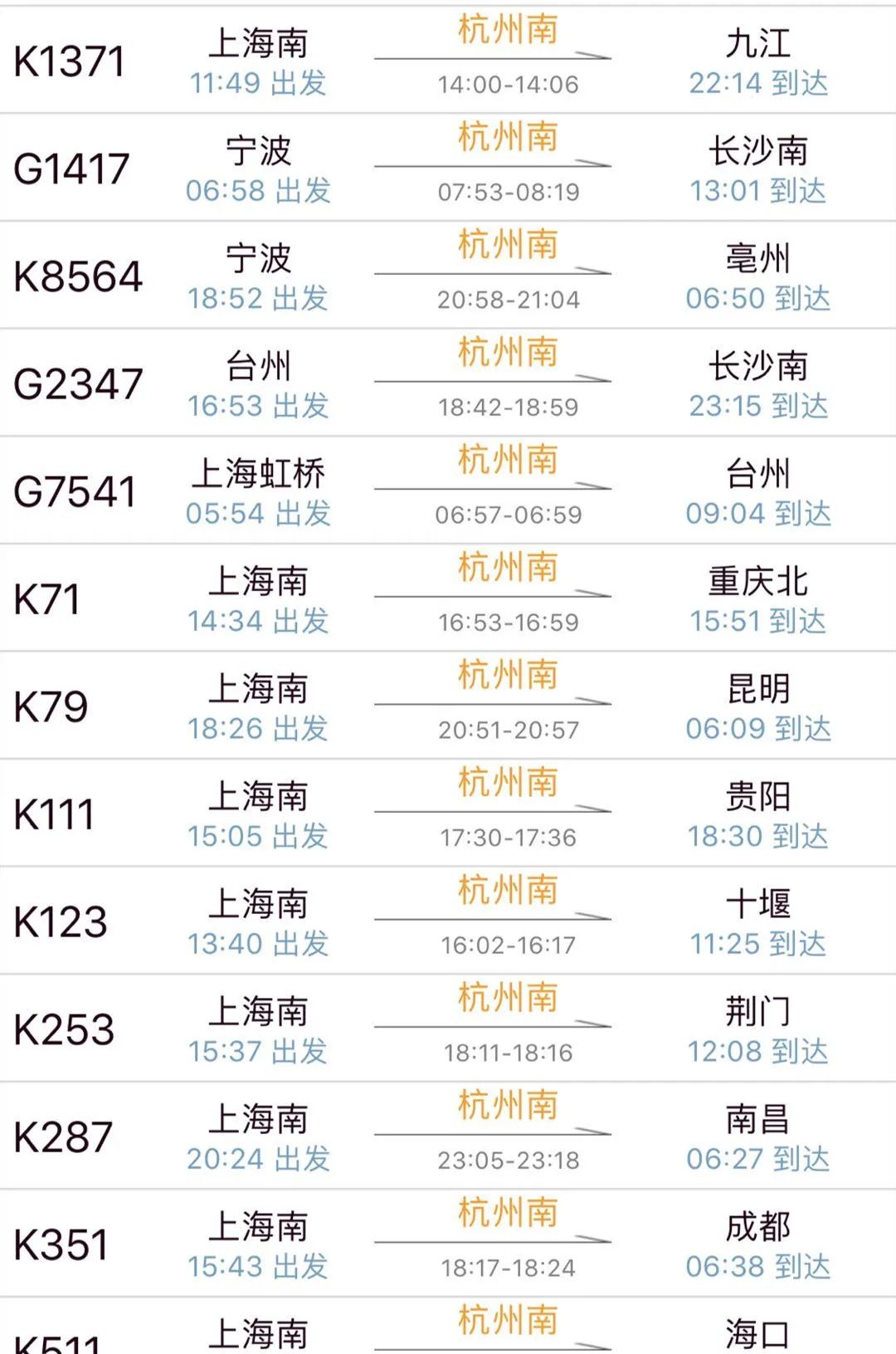 杭州南站火车票今天开售 详细车次来了!