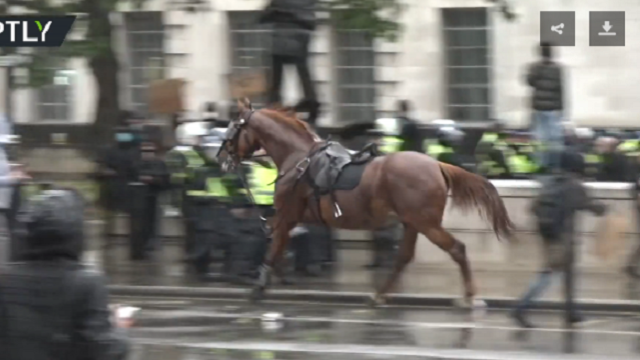 越闹越凶!英国抗议者首相府附近聚集 骑警被攻击马跑了_凤凰网视频_凤凰网