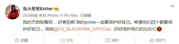 Blackpink成员jennie遭到死亡威胁 “粉头”虞书欣：好好保护仙女们