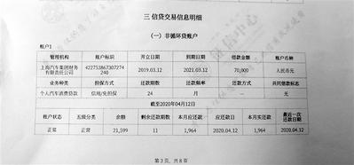 征信中心出具的信贷交易信息明细