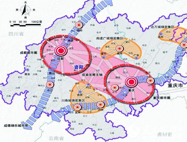 成渝城市群空间格局示意图