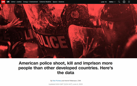 黑人弗洛伊德之死只是每年被美国警察暴力执法所杀害的众多人之一