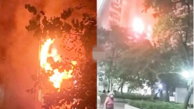 实拍：香港一居民楼深夜突发大火 一老人吸浓烟身亡