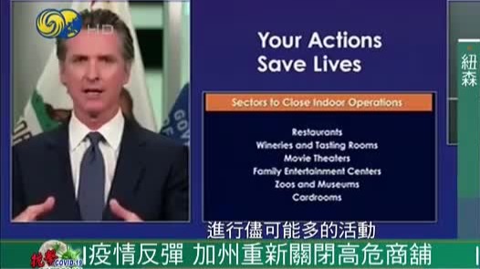 新冠肺炎疫情反弹 美国加州重新关闭高危商铺