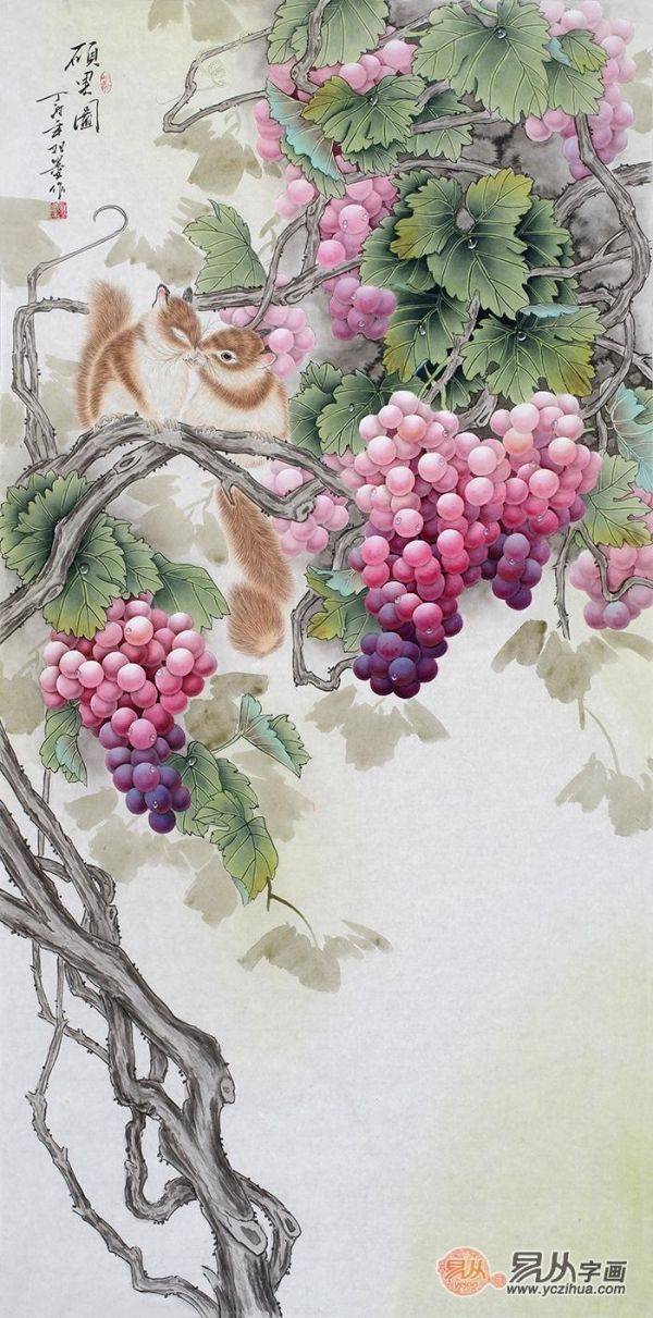晶莹圆润清香满溢欣赏画家羽墨笔下的葡萄