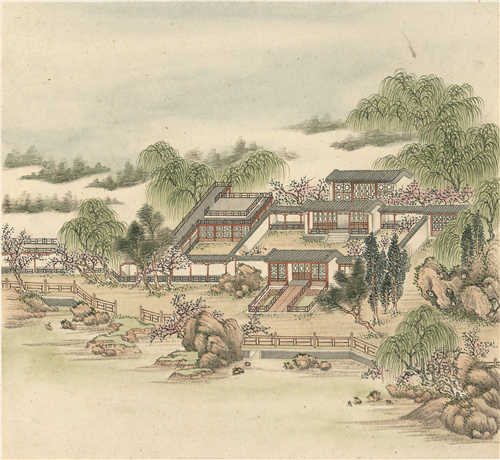 莲池行宫十二景之三花南研北草堂