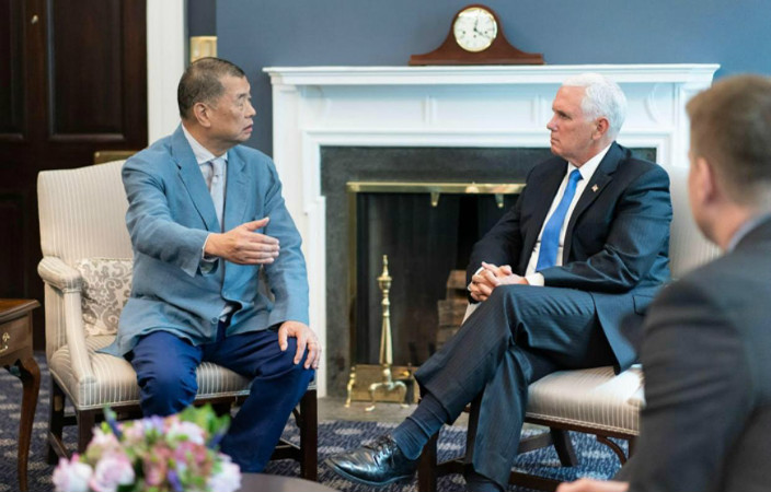 2019年7月8日，黎智英和美国副总统彭斯在华盛顿会面。图自港媒