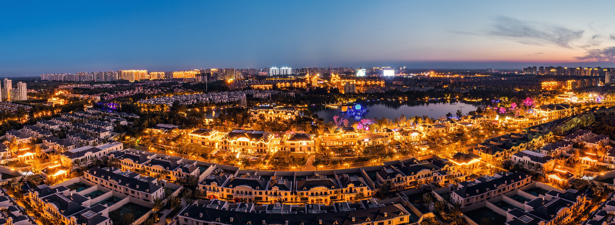 图：固安大湖城市夜景鸟瞰