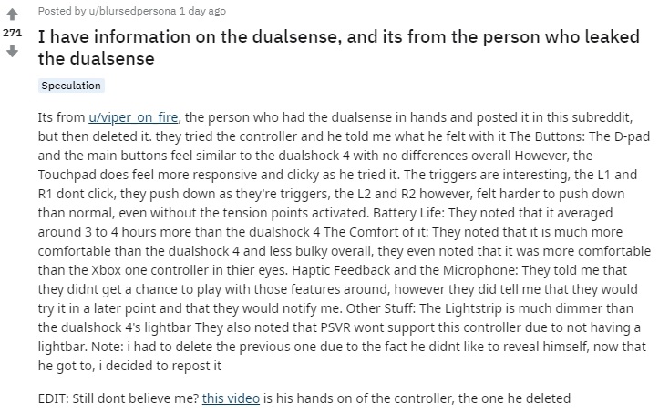 玩家曝PS5手柄DualSense上手体验：手感、续航远超DS4  响应速度很快