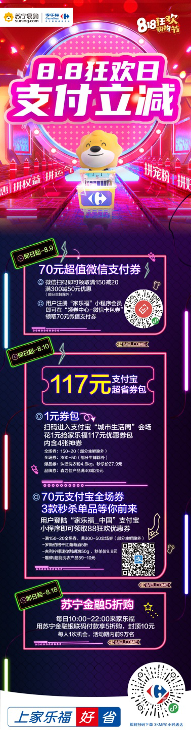 明星爆款加持 苏宁家乐福“8.8狂欢日”火爆来袭——青岛家乐福