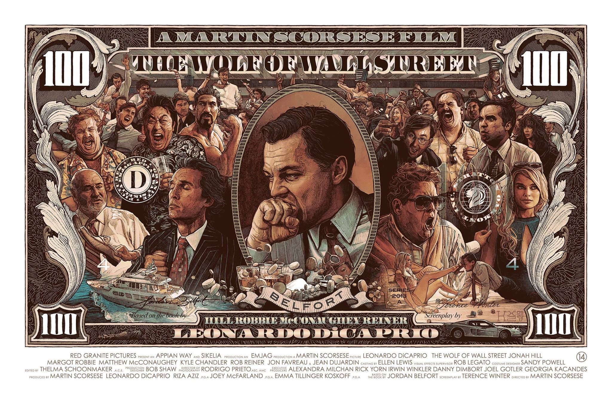 电影《华尔街之狼》海报。