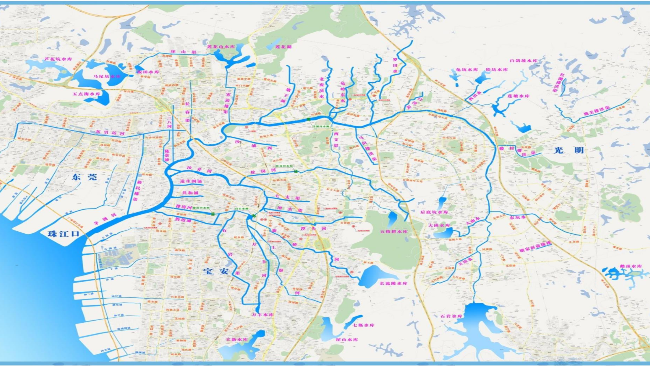 图一 茅洲河流域水环境综合整治项目干支流流域图